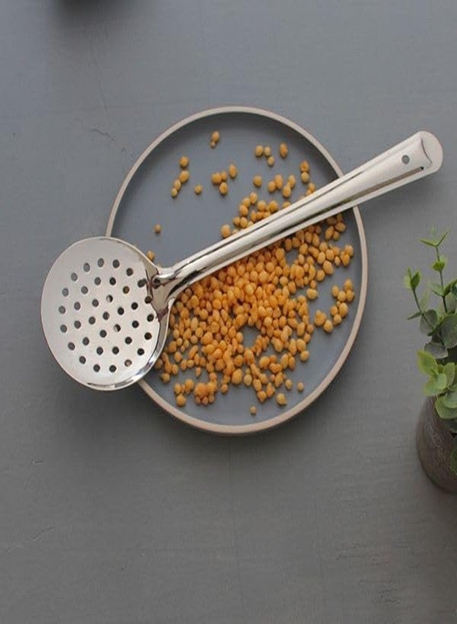 Kanshita's Rasoiware ملعقة قلي عميقة من كانشيتا راسويواري - ملعقة ستانلس ستيل 32 سم للبوري والباكورا - Image 5